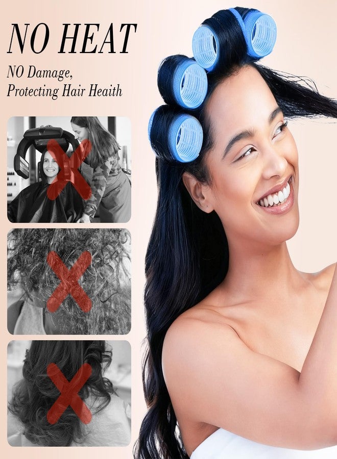 Obeoby 4 Sizes Hair Rollers for Women, 50 Pcs Set Hair Curlers with Clips Comb Curlers for Long Short Curly Hair and Bangs (25, 36, 48, 60mm), Blue - Image 5